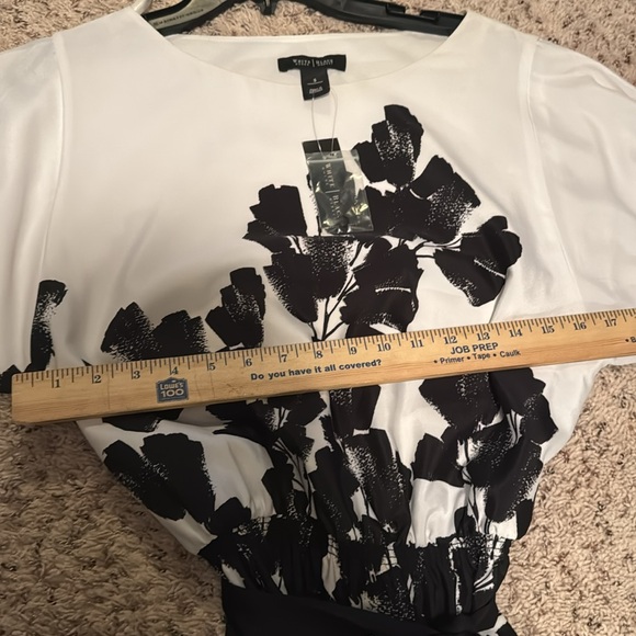 White House Black Market Monochrome Leaf Print Dress - Picture 9 of 10